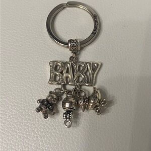 BRIGHTON, Sweet Baby Duck Rattle Bear Silver Plate Charm Keychain BbB 504A
